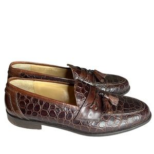 JOHNSTON & MURPHY Crocodile Leather Tassel Loafers Size 11 M  MADE IN ITALY